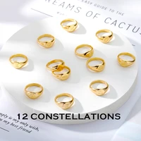 12 constellation rings for women stainless steel ring gemini cancer leo virgo zodiac rings jewelry bague