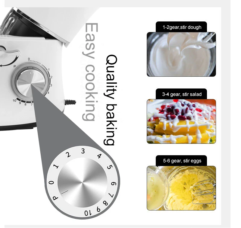 

1300W 5.5L Stainless Steel Bowl 10-speed Kitchen Food Stand Mixer Cream Egg Whisk Blender Cake Dough Bread Mixer