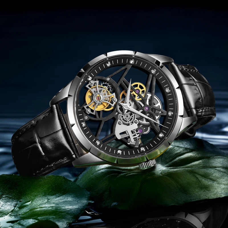 

Tourbillon Watch Fully Automatic Mechanical Hollow Perspective Dial Top Gift Luxury Brand Men Watches Sports Tough Guy Watches