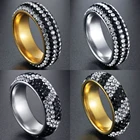 Золотистые и Серебристые обручальные кольца с 5 рядами линий и прозрачными кристаллами для женщин модные ювелирные изделия Стразы из нержавеющей стали для помолвки
