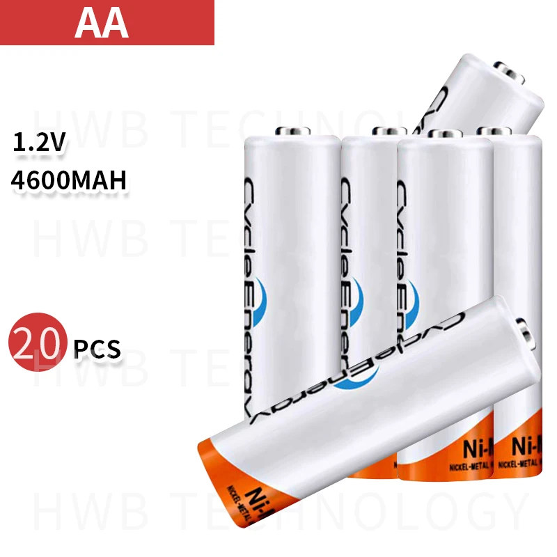 20 шт./лот большой емкости и долговечные Ni-MH батареи AA 1,2 V 4600mAh Емкость перезаряжаемая батарея