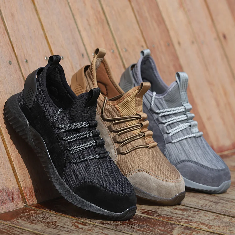 Прямая поставка сверхлегкие мужские защитные туфли со стальным носком дышащие