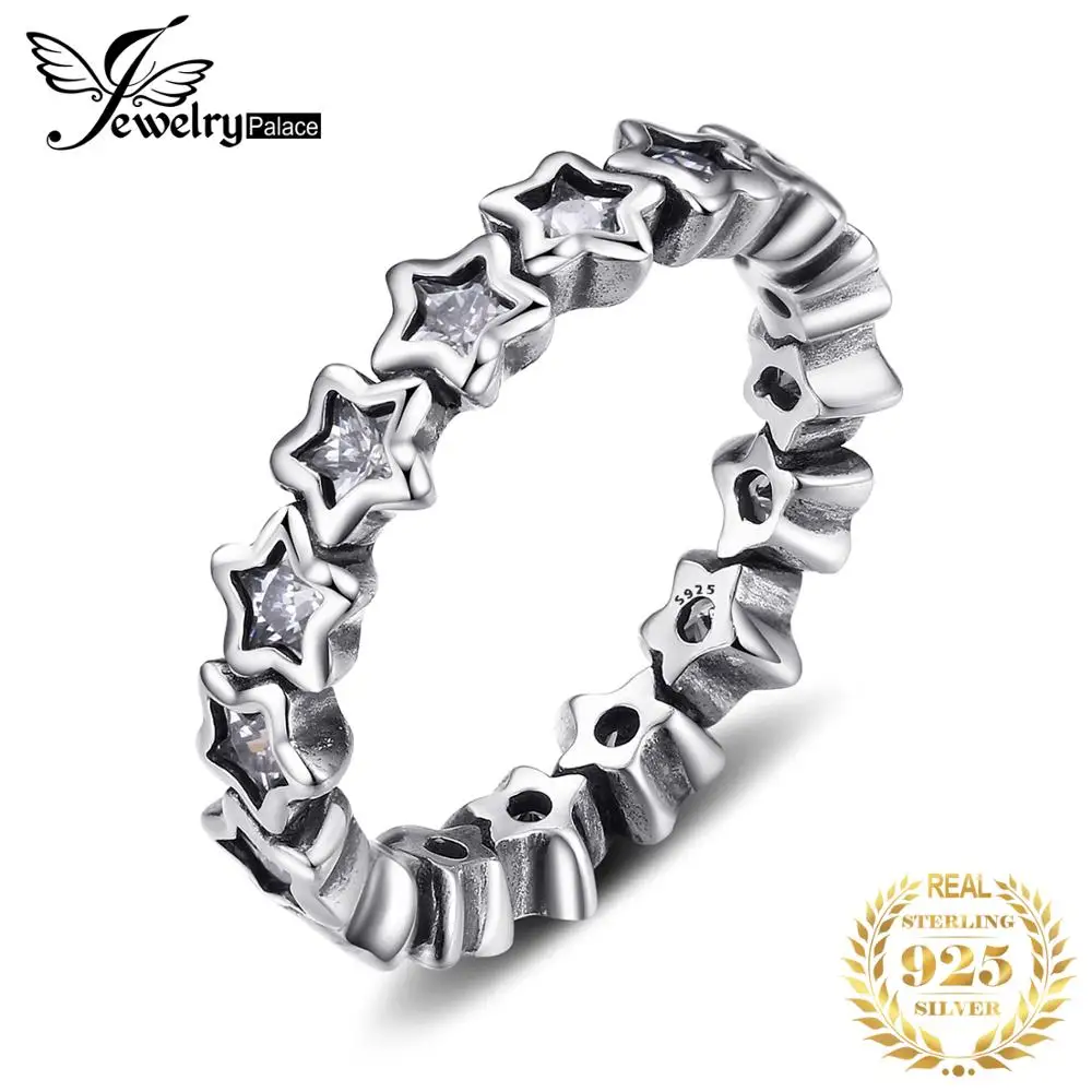 Jewelrypalace 100% 925 пробы серебро Мода звездное небо стекируемые перстни для девочек
