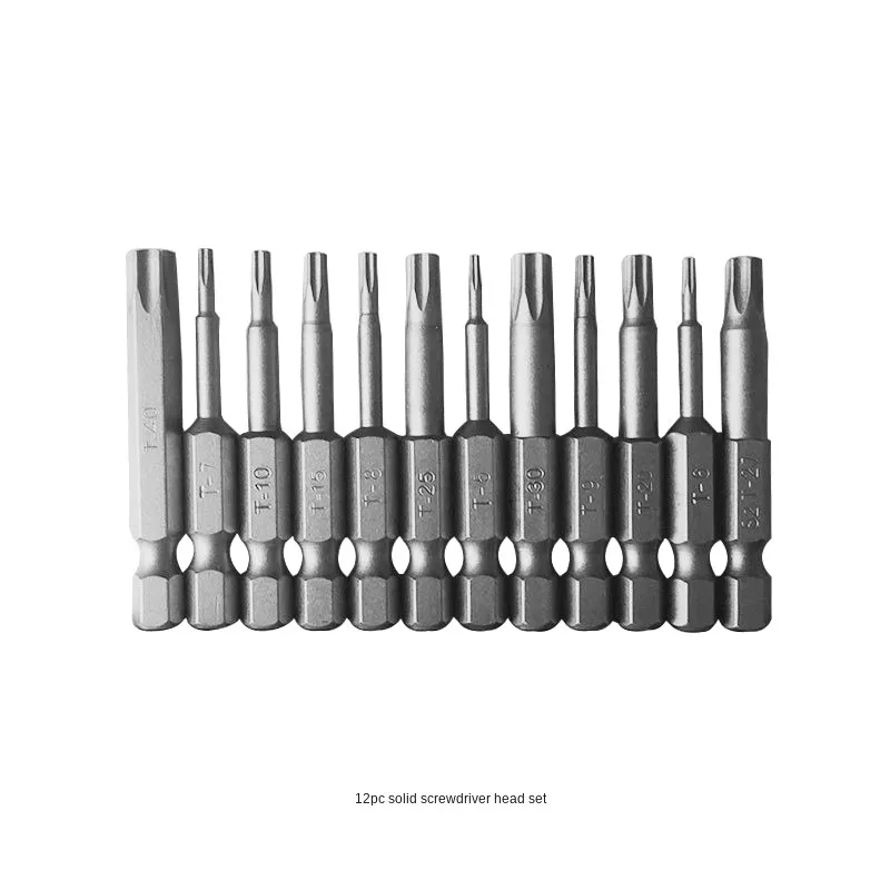 

Набор бит Torx, 12 шт., 50 мм, 1/4 дюйма, шестигранный хвостовик T5 T6 T7 T8 T9 T10 T15 T20 T25 T27 T30 T40, Набор насадок для электрической отвертки