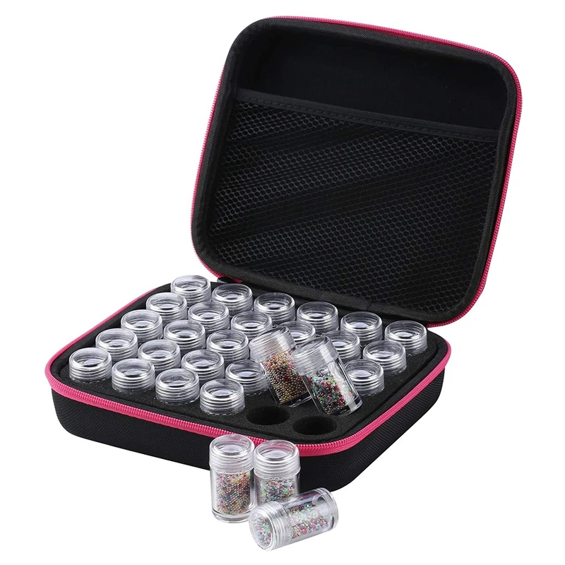 

Diamond Beading Storage Case, 30 Slots Diamond Container Art Craft Organizer With Handle 30 Plastic Jars