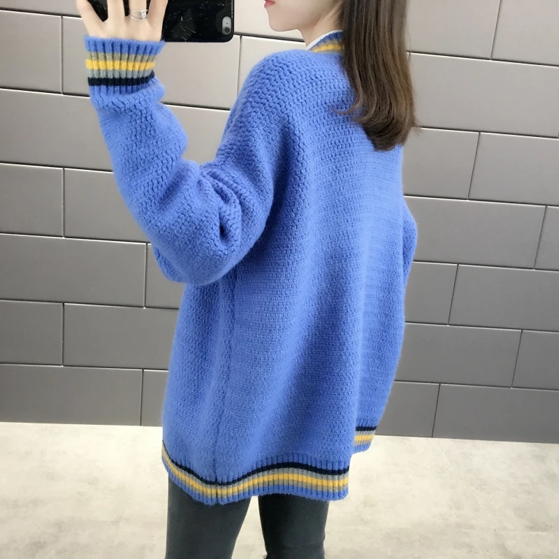 Модный женский длинный свободный кардиган в стиле пэчворк с капюшоном свитер