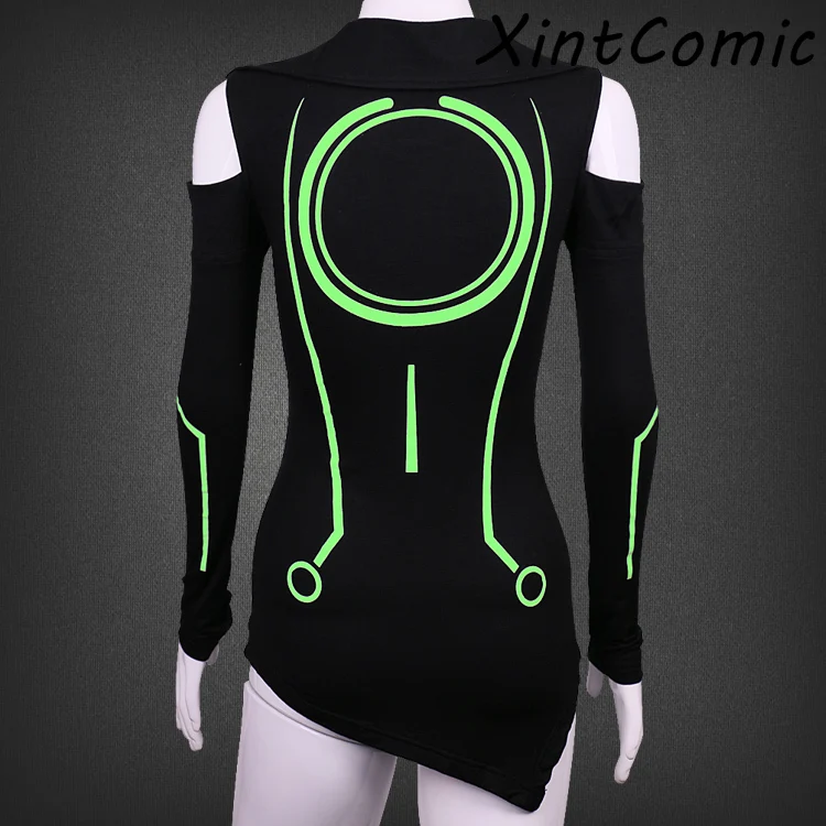 CostumeBuy Tron: Legacy Quorra костюмы для косплея женская черная рубашка светящийся