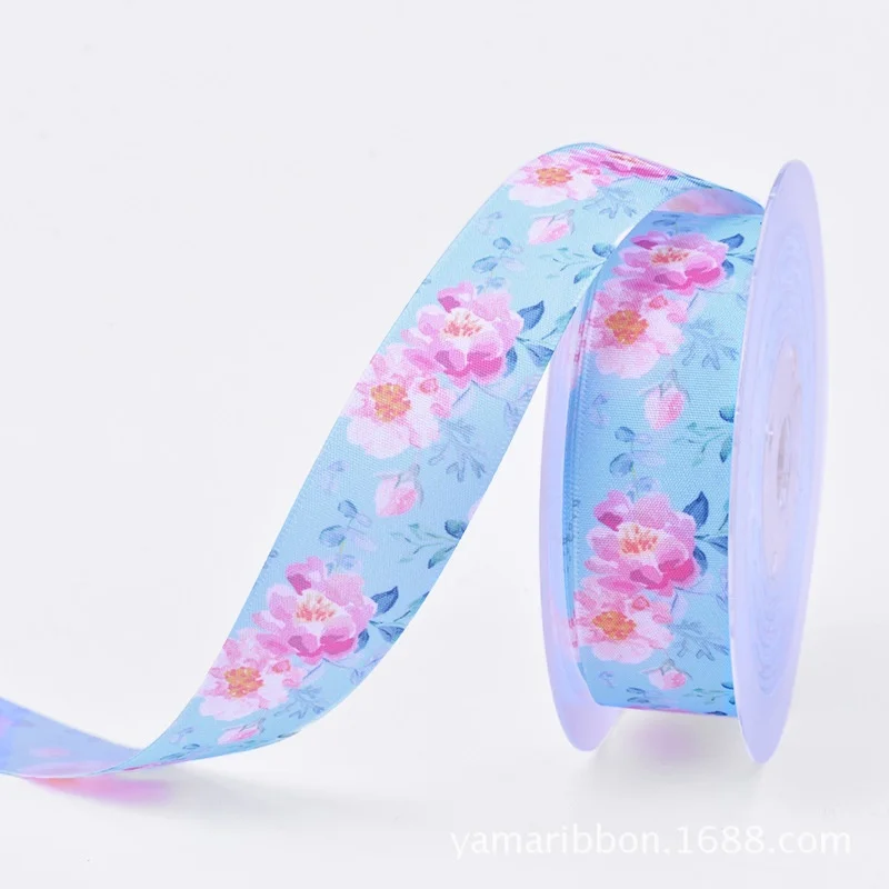 Лента для волос 25 мм 5 ярдов одежда с цветами полиэстер | Дом и сад
