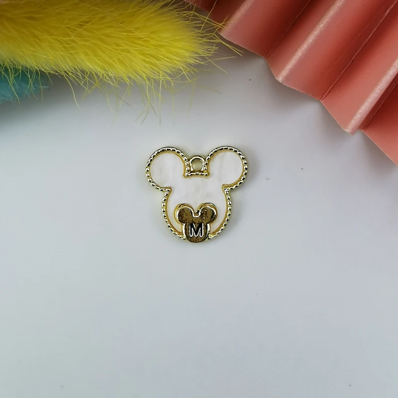 ApeUr 10 шт. акриловые металлические подвески с головой Микки золотистые бриллианты