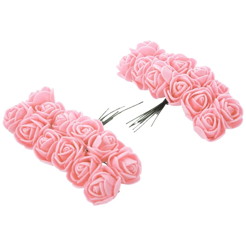 Промо акция! 288 шт 2 см ПЭ Роза пена мини цветок букет сплошной цвет свадебные