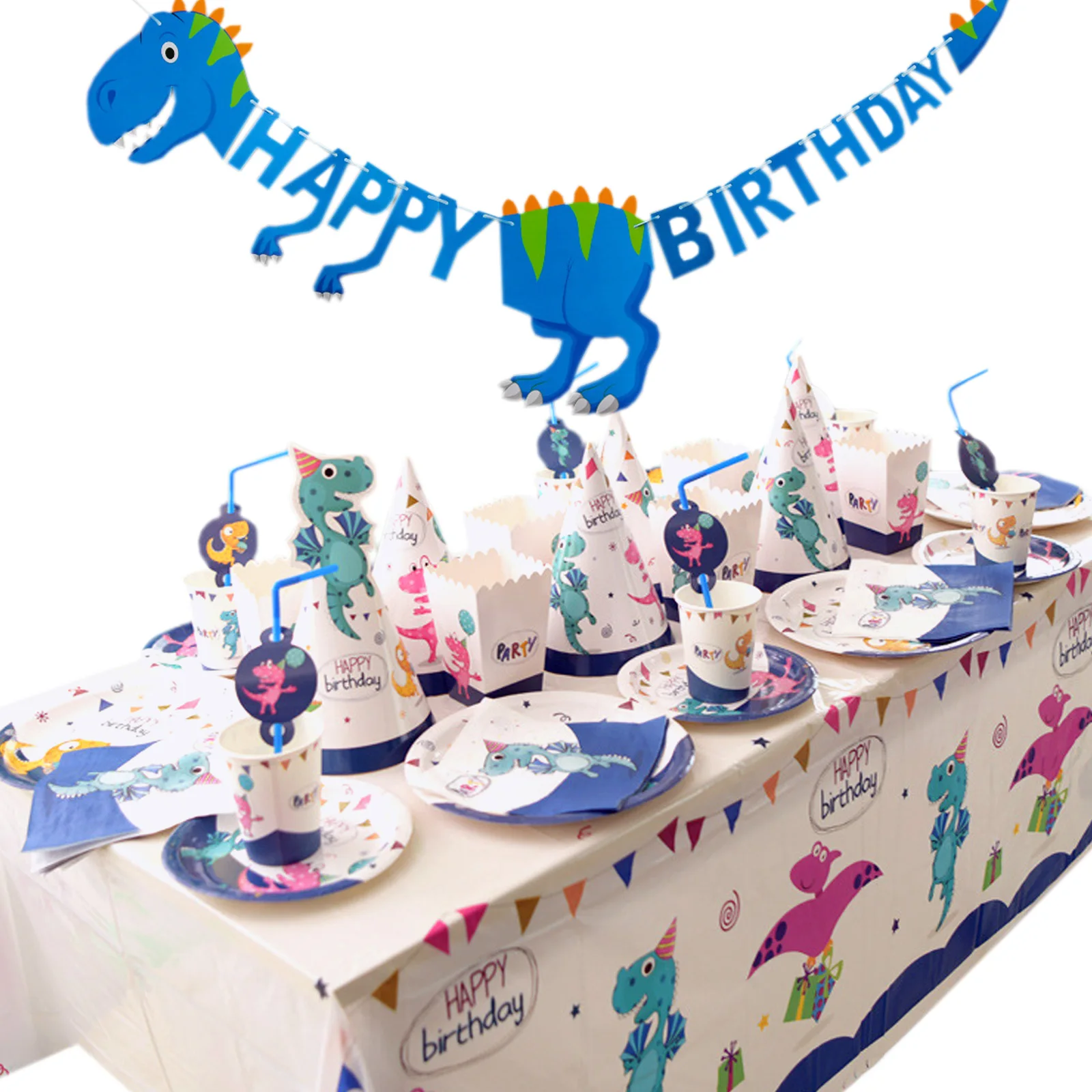 Набор бумажной посуды в виде динозавра настенная скатерть Баннер для детей декор