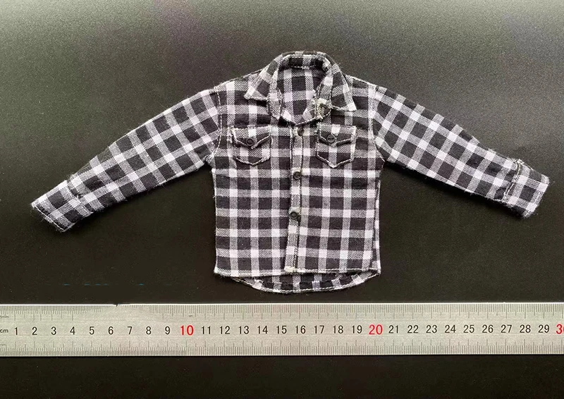 

1/6 Scale Fashion Casual Wear Open Collar Plaid Shirt Top Man Jacket Accessories Clothes Fit 12'' Body