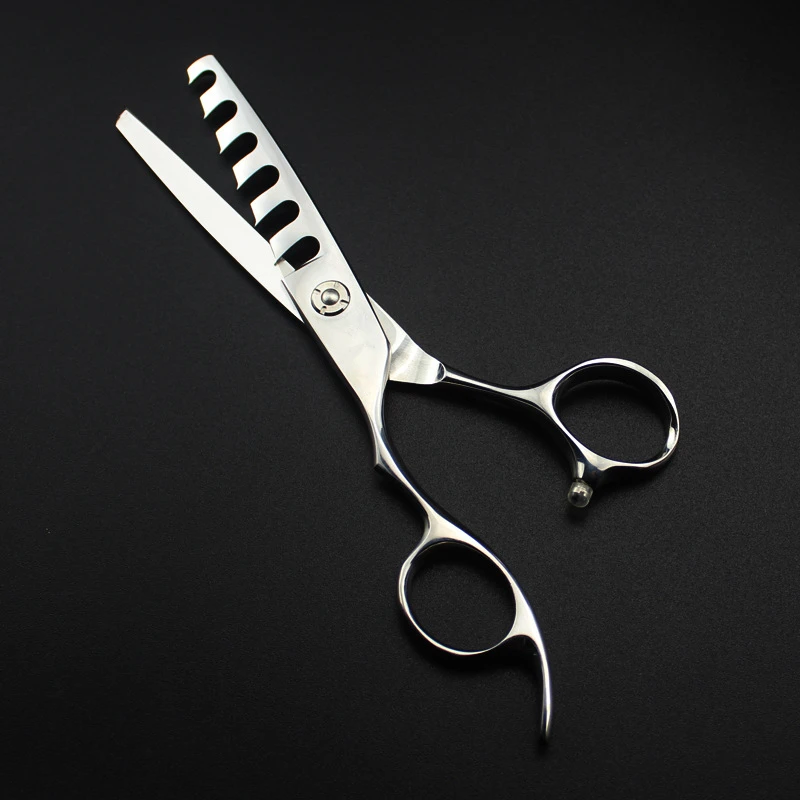 professional Japan 440c left handed 6 '' teeth hair scissors haircut thinning barber makas cutting shears hairdresser | Красота и