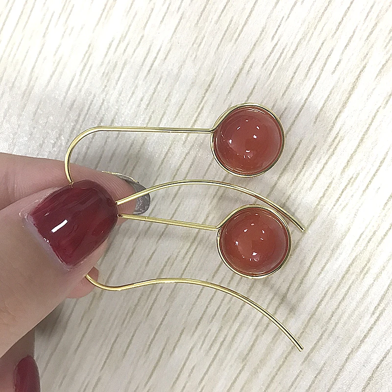 

Vintage Ethnic Bohemian Earrings for Women 2019 Jewelry Fashion Round Cherry Beaded Red Stone Drop Earring Brincos Bijoux A3D241