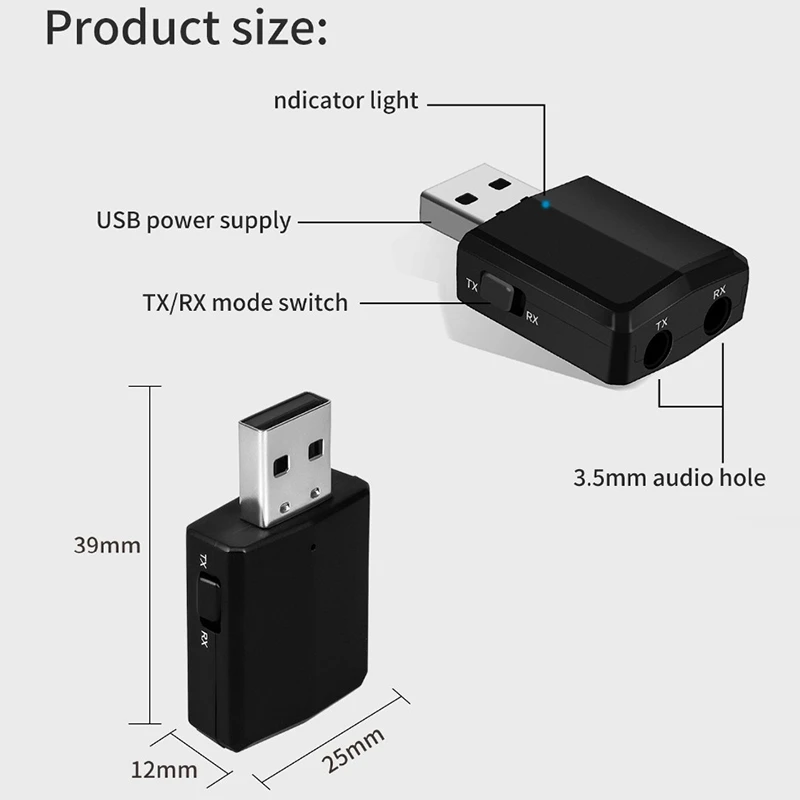 USB Bluetooth 5 0 передатчик приемник адаптер ключ o 3 мм AUX для ПК наушники дома стерео