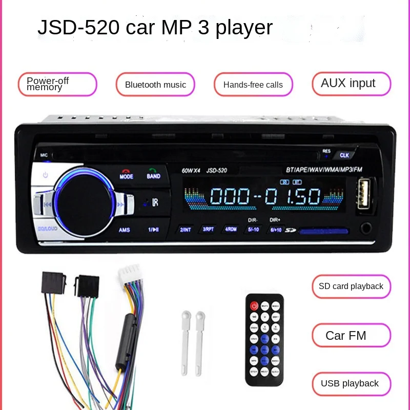 

Автомобильный FM-радиоприемник Jsd520 с картой, USB-проигрыватель, громкая связь, Автомобильный MP3-плеер с Bluetooth