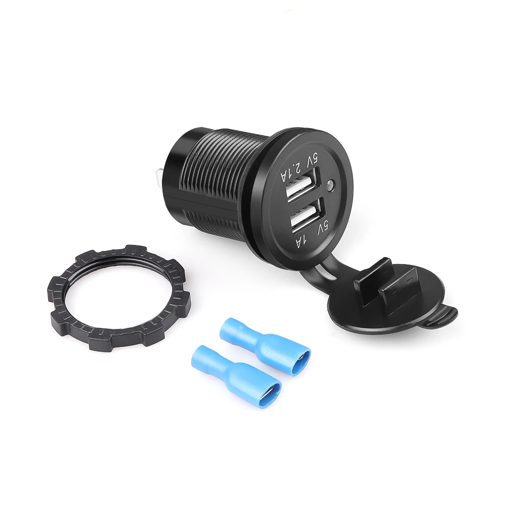 5v 3 1a 12v dual usb car charger with panel waterproof power adapter socket outlet for vehicle boat truck motorcycle free global shipping