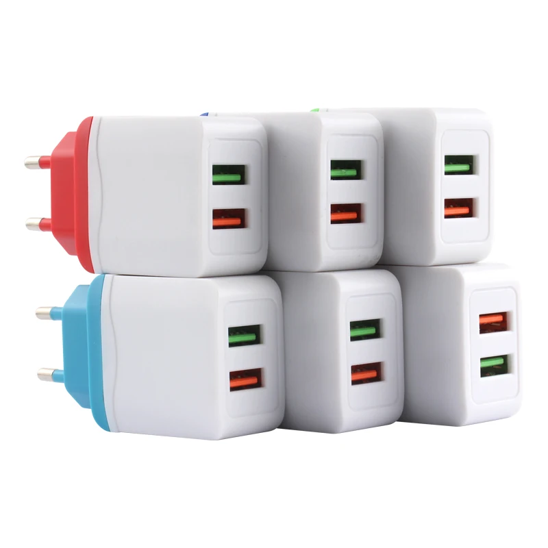 Универсальный адаптер питания 5 В переменного тока 2 А двойной мобильный телефон