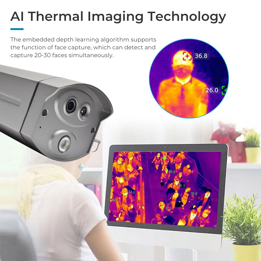 Non Contact HDMI Thermal imaging camera Thermal ip camera face recognition camera facial  AI fever detection IP Camera Scanner