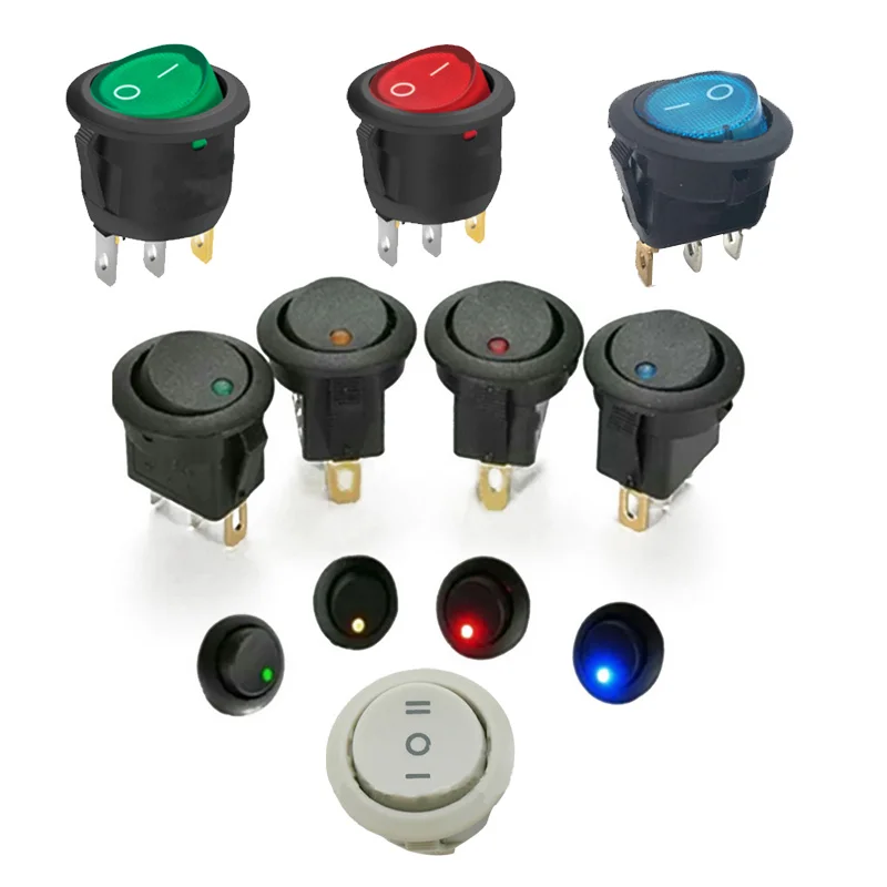 1PC 12V Switch LED Practical Dot Light Car Boat Automatic Circular Rocker ON/OFF 4 Colors High Quality Lamp Electric | Обустройство