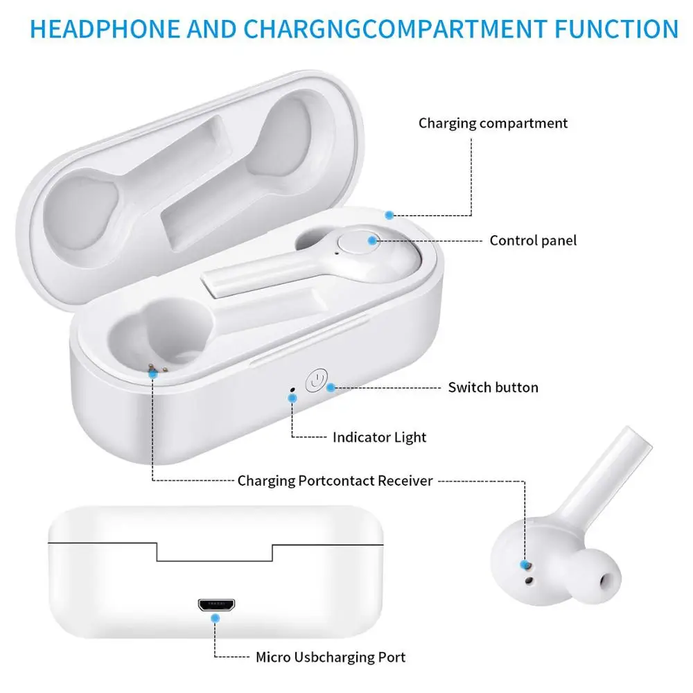 TW08 мониторные наушники Bluetooth Беспроводные с функцией зарядного