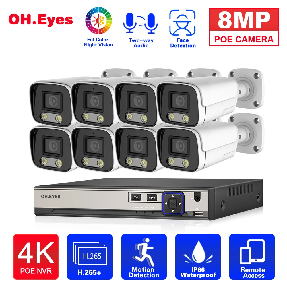 

Ai Smart 8MP System 8CH POE CCTV Security NVR Kit Human/Face Detection Two Way Audio Outdoor IP Camera Surveillance System