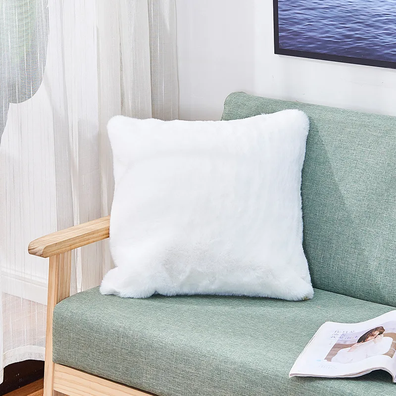 

chair cushion seat cushion Plush cushion for cold proof sofa Square Shape rabbit hair pillow Children's pillow home pillow