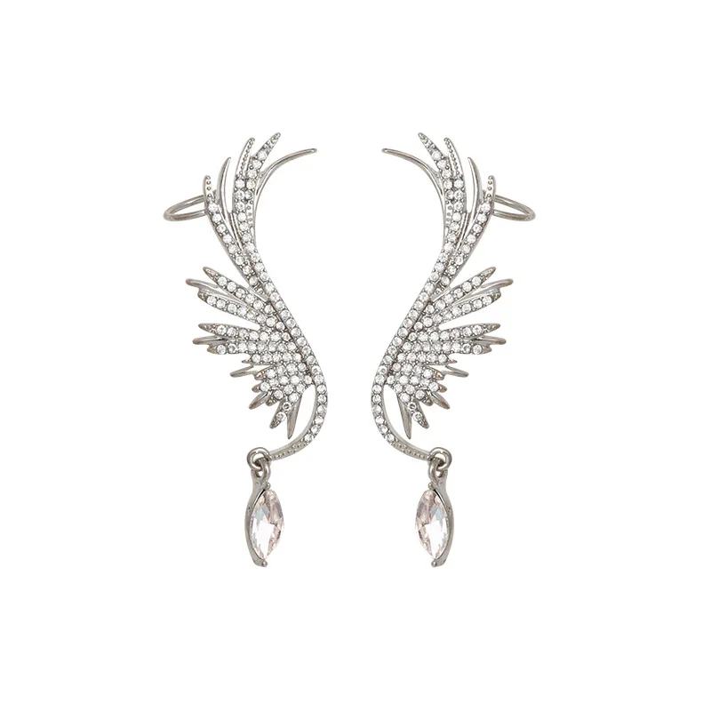 

women's Earrings Korean pure silver earrings women's ear hanging angel wings ear clip women's Jewelry Earrings silver jewelry