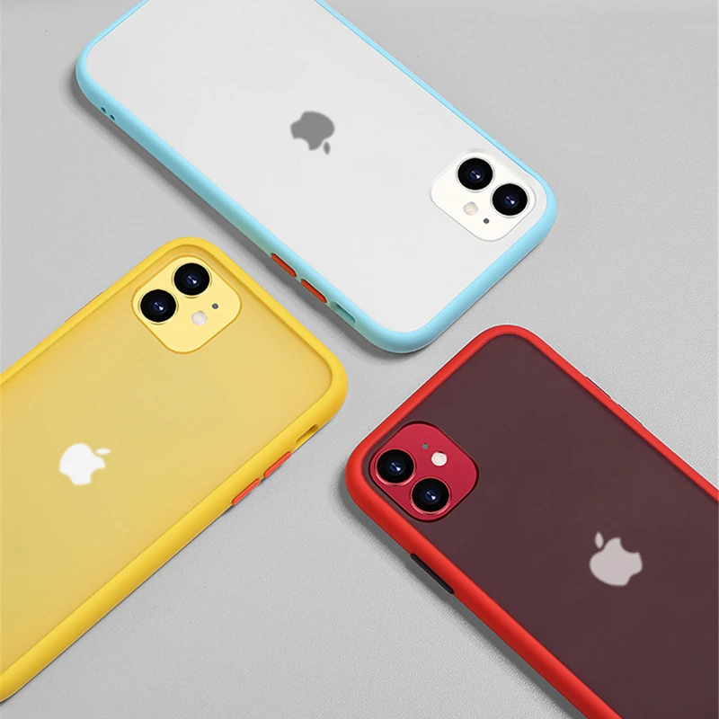

Mint Simple Matte Bumper Phone Case for iphone 11 Pro XR X XS Max 12 6S 6 8 7 Plus Shockproof Soft TPU Silicone Clear Case Cover
