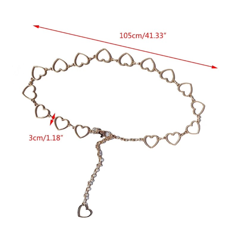 

41 Inch Women Retro Circle Heart Shaped Metal Waist Belt Classic Jewelry Tassel Adjustable Body Belly Chain Accessories