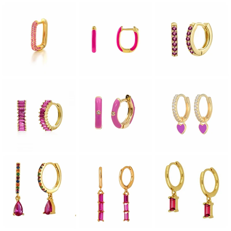 

CANNER Earrings For Women 925 Sterling Silver Red Zircon Earrings Dangle Girl Earring Pendientes Mom Gift 2021 Trend Vintage