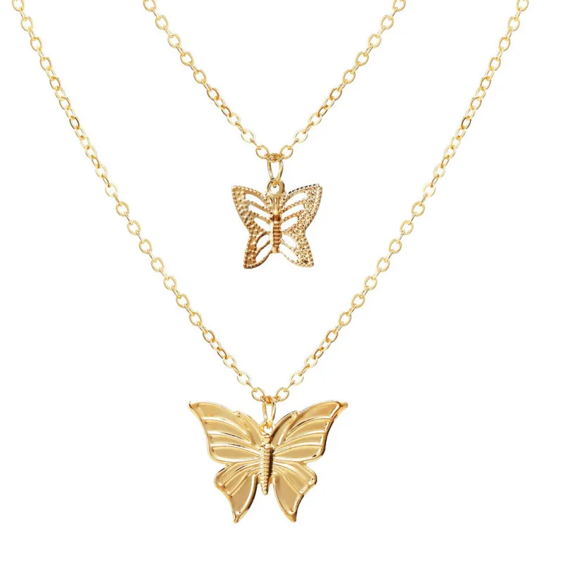 

European and American Fashion Butterfly Star Pendant Necklace Retro Creative Metal Multilayer Clavicle Chain Chain Party Jewelry