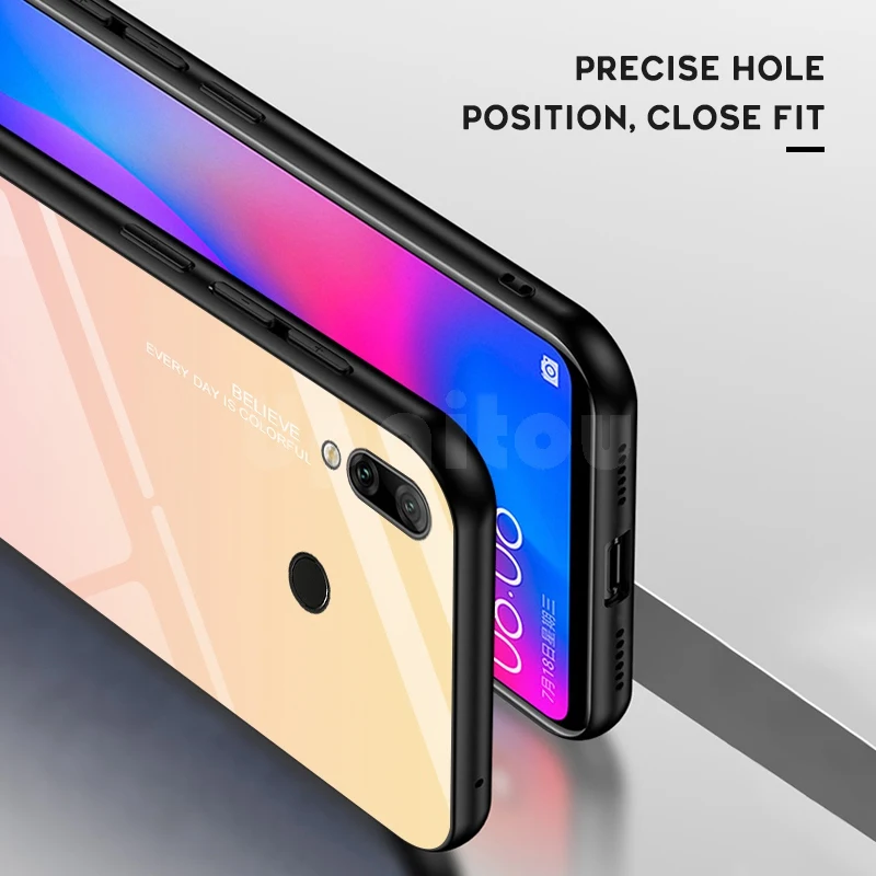UPaitou чехол с полным стеклом для huawei Y9 Y7 Y6 Y5 Prime Pro 2019 2018 роскошный градиентный из