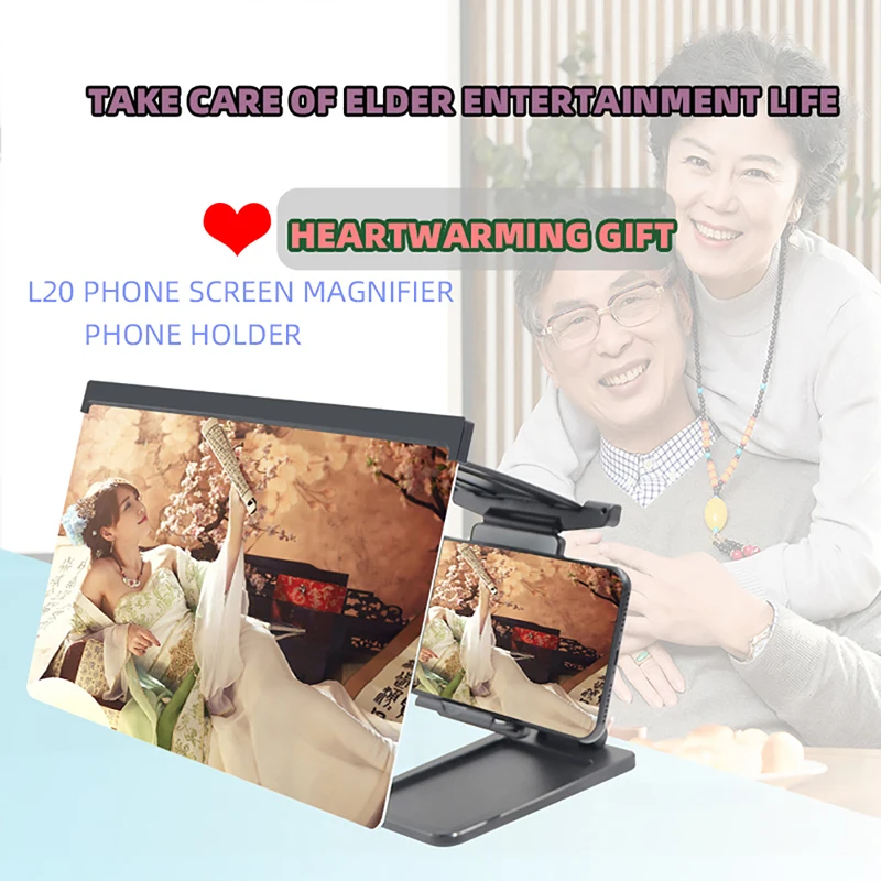 

3D Mobile Phone Screen Magnifier 12" HD Cinema Video Amplifier Desk Stand Smartphone Screen Expander Projector Magnifying Glass