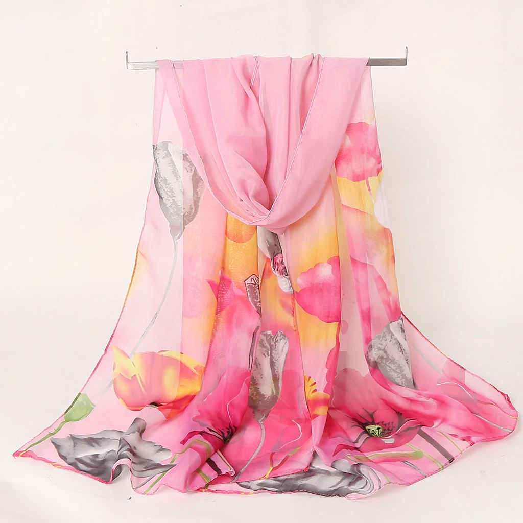 Новое поступление весна и осень женский шарф цветочный принт полиэстер