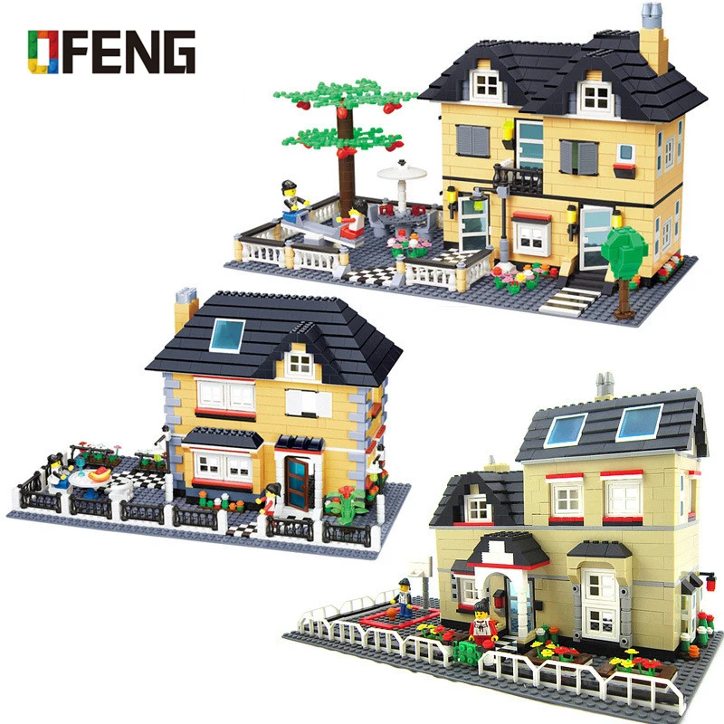 Городская архитектура вилла строительные блоки модель коттеджа совместимые