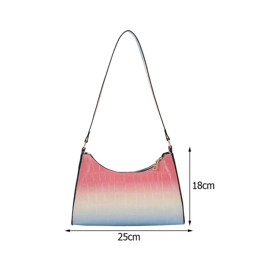 

Fashion Women Alligator Pattern Underarm Bag Gradient Color PU Leather Shoulder Bags Casual Ladies Small Hobos Handbags Hot Sale