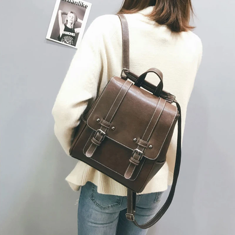 

Classic Fashion Small PU Leather Backpacks for Women Preppy Style Book Pack for Student Knapsack Travel Shoulder Bags Rucksack
