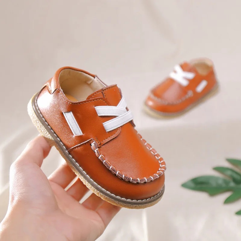 Детские Водонепроницаемые Мокасины черные кожаные туфли на плоской подошве для