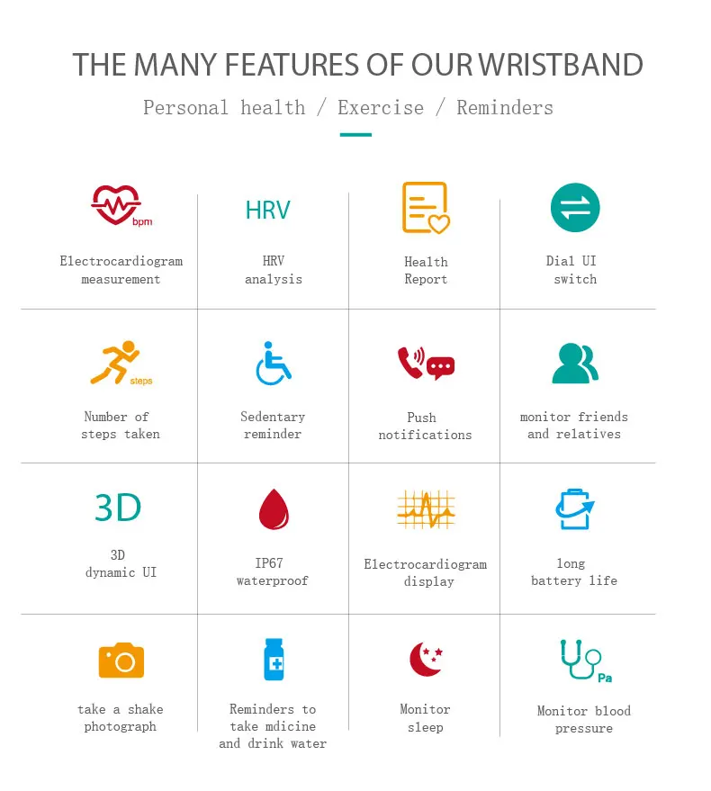 Смарт браслет E08 с измерением артериального давления ЭКГ ППГ фитнес трекер часы