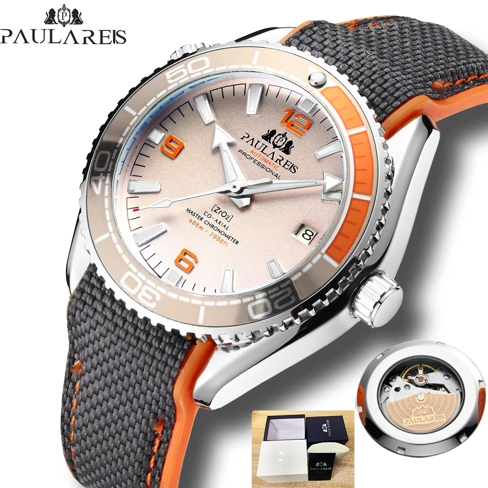 

PAGANI DESIGN PAULAREIS P Luxury Mechanical Mens Watches Rubber Waterproof Luminous Wristwatch Rotatable Bezel Hippocampus Clock