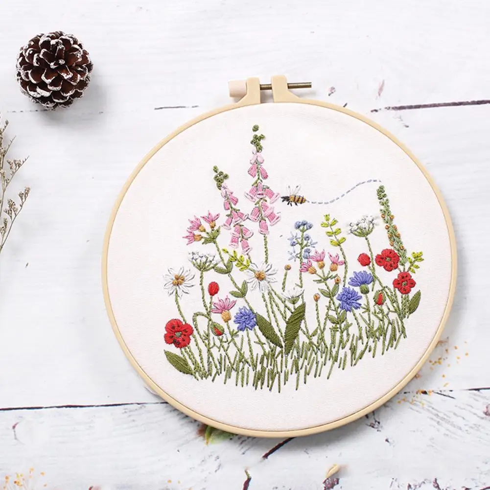 

Flowers DIY Embroidery Ribbon Set Hand Embroidery Kit Cross Stitch Punch Needle Kit Hand-stitched Sewing Crafts Best Gifts