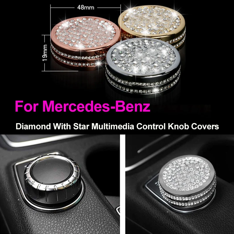 

1PCS/10PCS for C E GLA CLA GLK ML Car Styling Bling Crystal Shiny Diamond Car interior Multimedia Media Control Cover Accessory