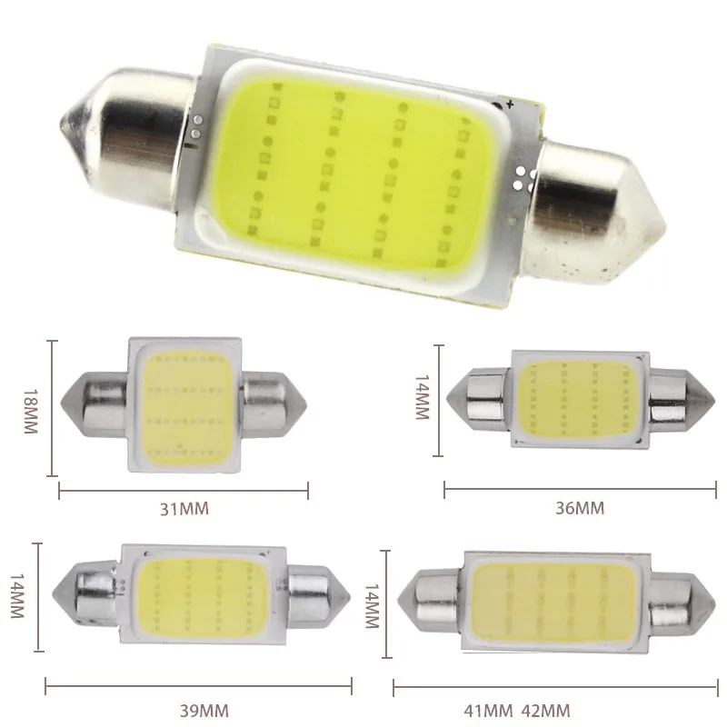 

2 шт. C10W C5W LED COB Festoon 31 мм 36 мм 39 мм 41 мм 42 мм 12 В Белые лампы Автомобили Номерный знак Внутреннее чтение Купольный дверной светильник 6500K