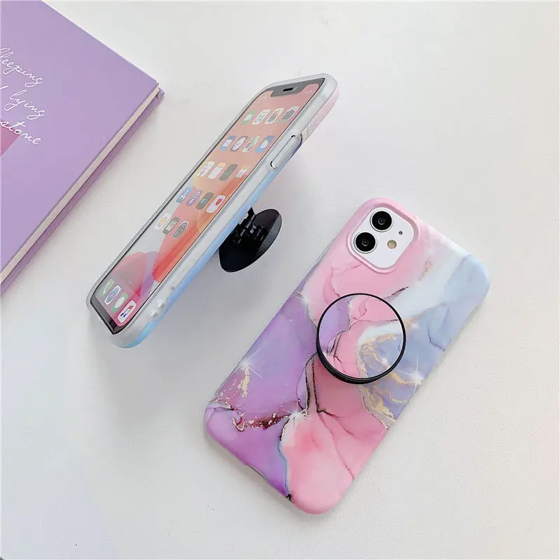 Градиентный мраморный чехол-подставка для iPhone 13 12 11Pro Max XR XS 7 8 Plus мягкий