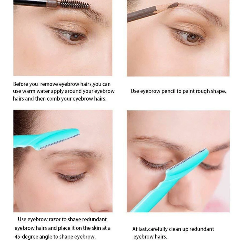 

36/10Pcs Eyebrow Trimmer Eyebrow Razor Shaver Eye Brow Shaper Shaping Tool Scissors Facial Hair Remover for Women Makeup 4 Color