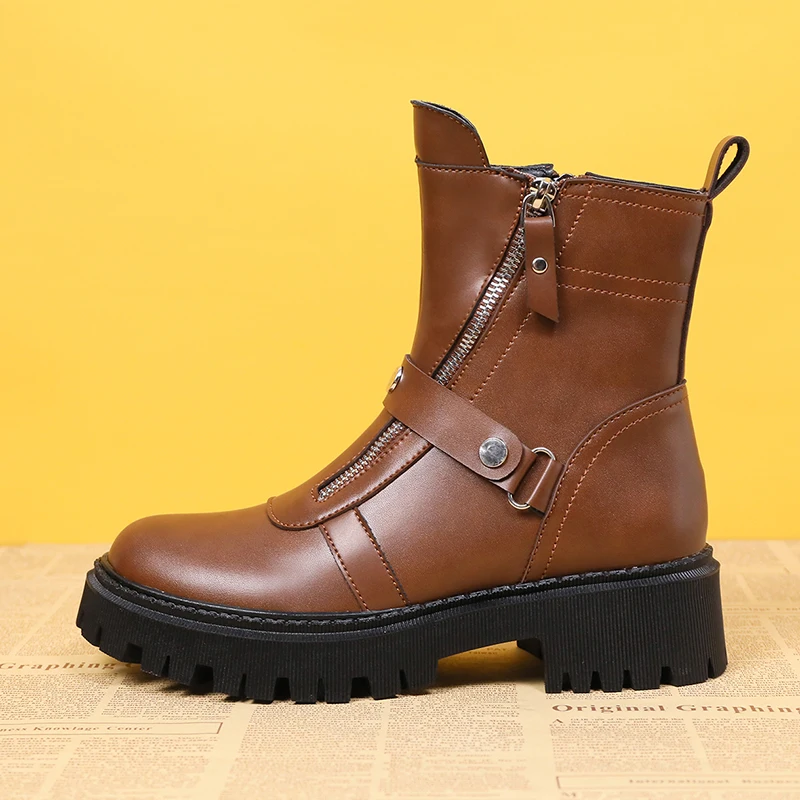 

New Women Short Boots High-heel Platform Boot Fashion Martin Shoe Cool Punk Shoe Motorcycle Boot Female Ankle Boot Zapatos Mujer