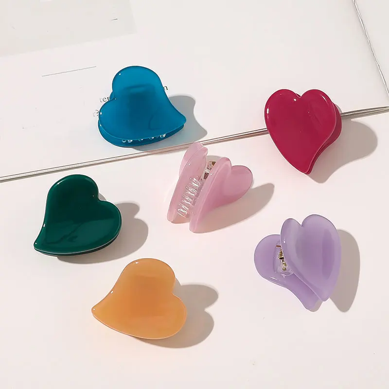 

Acetate Love Heart Hairpin Marble Leopard Candy Color Hair Clip Geometric Plastic Barrette Vintage Horsetail Hair Accessories