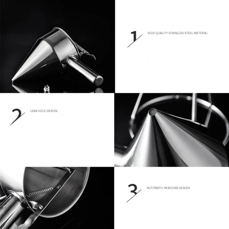 

Funnel Stainless Steel Octopus Ball Funnel And Shelf Piston Funnel Dispenser For Sauce Cream With 8mm Nozzle And Stand