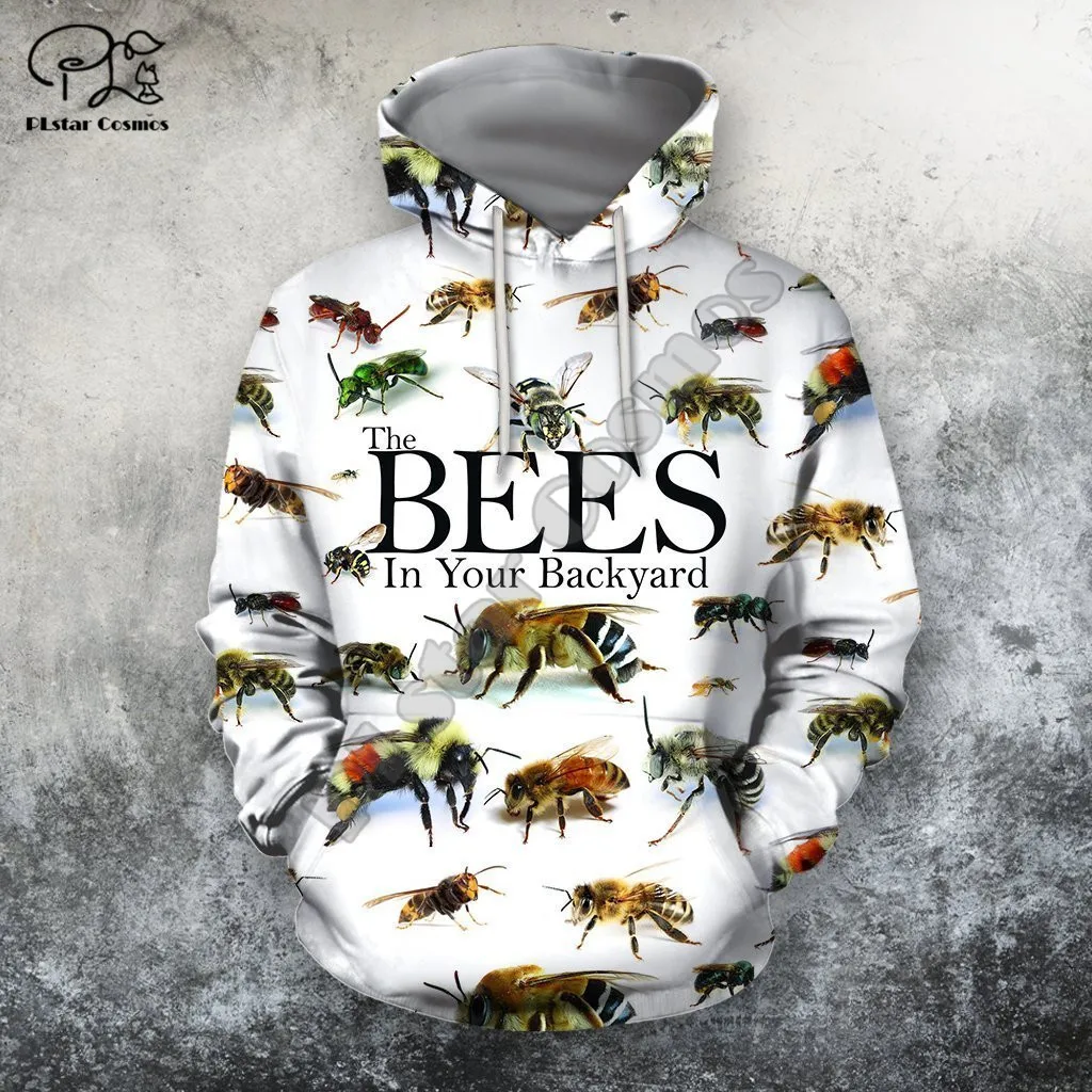 

Толстовки PLstar Cosmos Honey Bees с 3D принтом, повседневные мужские/женские толстовки на молнии с капюшоном и забавными животными, брендовая уличная одежда унисекс B1